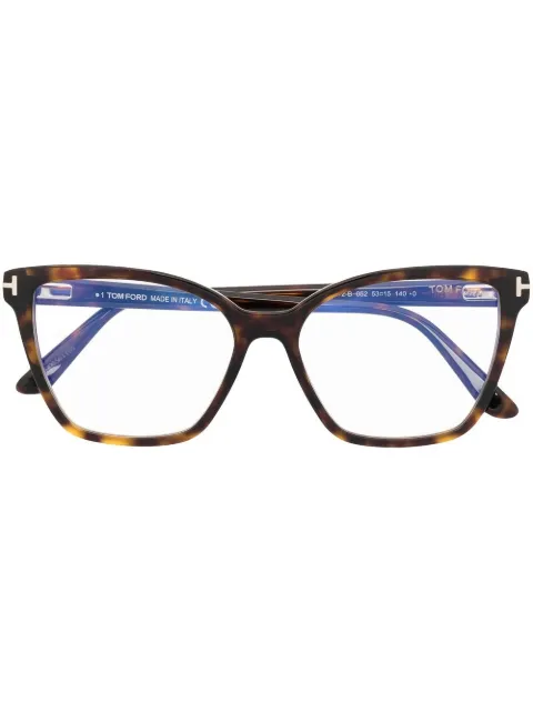 TOM FORD Eyewear tortoiseshell-effect oversize-frame glasses Brown FT5812B