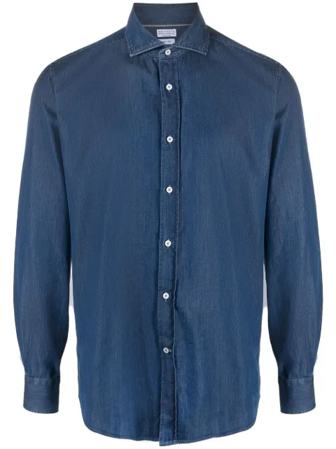 Brunello Cucinelli long-sleeved cotton shirt Blue MR6830627C003