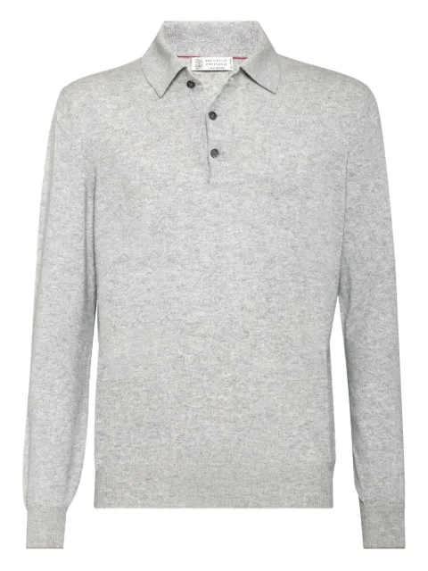 Brunello Cucinelli long-sleeve cashmere polo shirt Grey M2200295CK773
