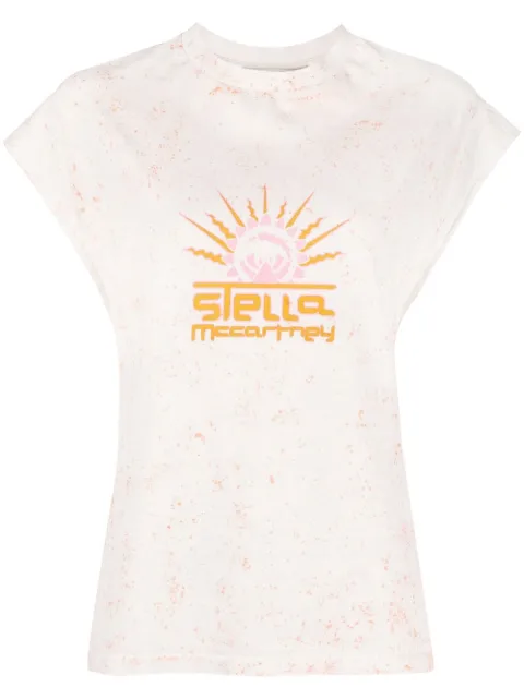 Stella McCartney graphic-print cap-sleeved T-shirt White 6J00213SPW48