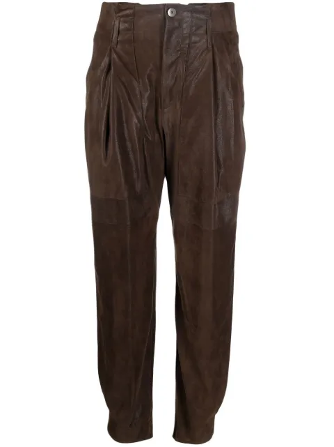 Brunello Cucinelli tapered-leg woven trousers Brown M0PLTP8187C8488