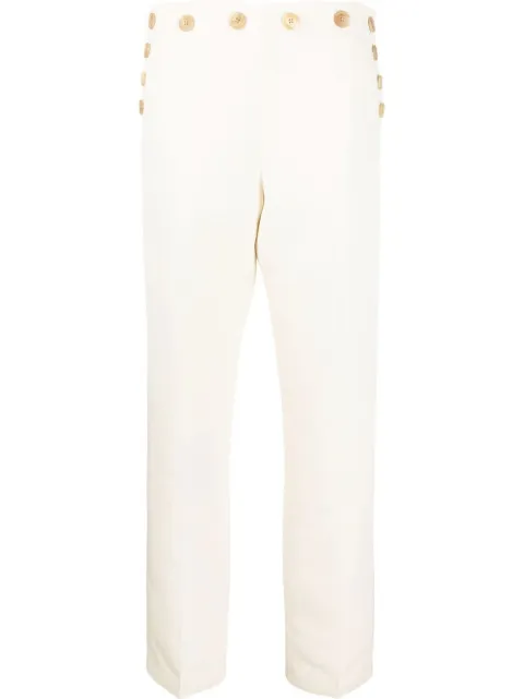 KHAITE high-waist silk trousers Neutrals 3093541