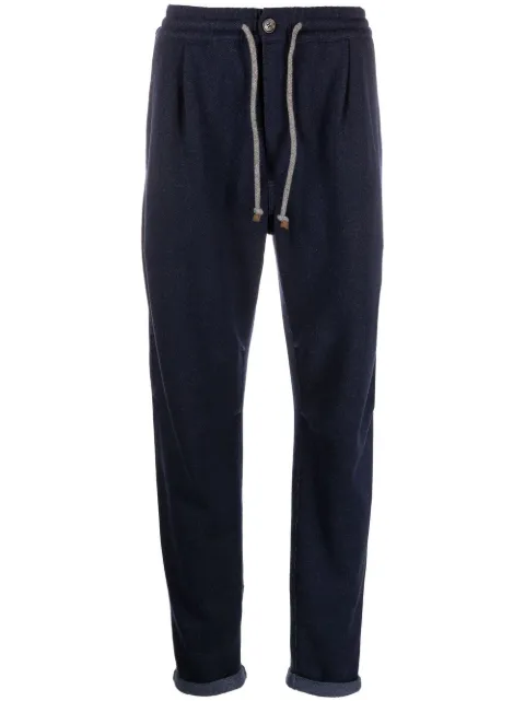 Brunello Cucinelli drawstring-waist cashmere straight-leg trousers Blue MTU063353GC014