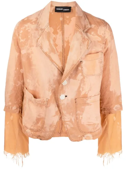 Edward Cuming cropped sleeve bleach blazer Brown S22B05