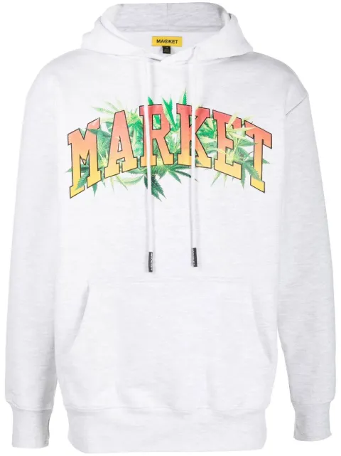 MARKET logo-print cotton hoodie Grey 397000351
