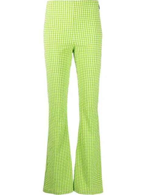 MSGM check-pattern flared trousers Green 3242MDP108227312