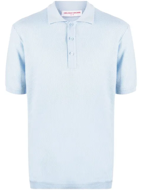 Orlebar Brown textured-knit polo shirt Blue 276245