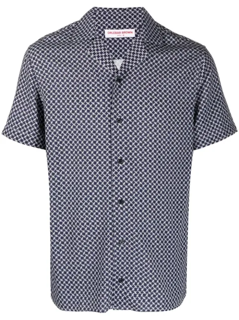 Orlebar Brown all-over graphic-print shirt Blue 276138
