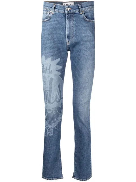 Iceberg watermark-print detail jeans Blue 22EI1P0220260036001