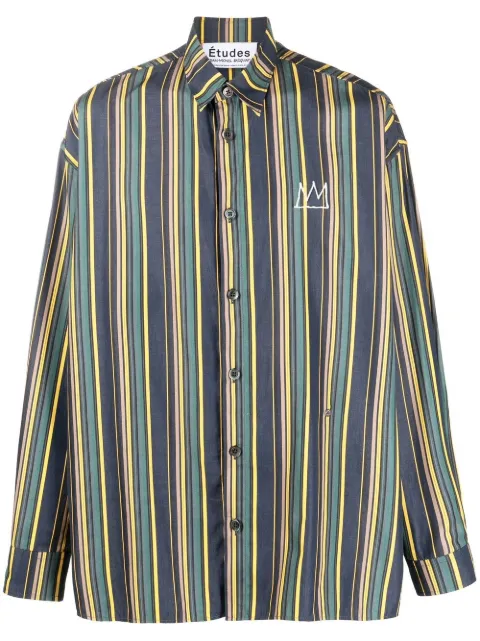 Études Studio Illustion Nows The Time striped shirt Green H22MC354OC28ST