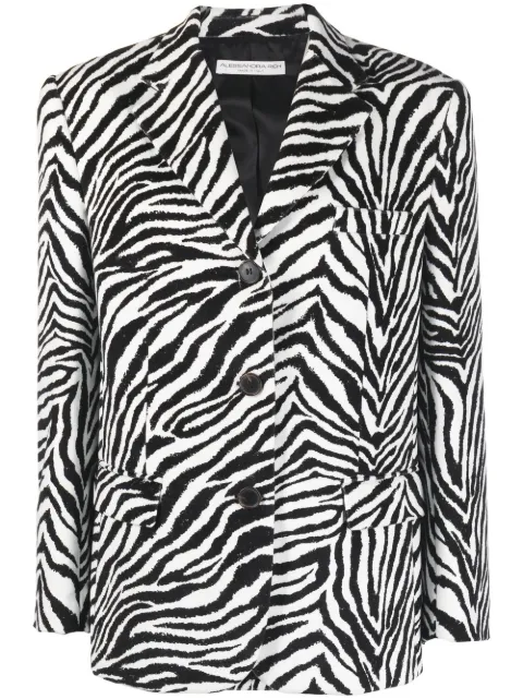 Alessandra Rich zebra-print single-breasted blazer Black FAB3061