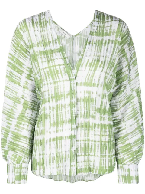 Vince tie-dye long-sleeve silk blouse Green V825812661
