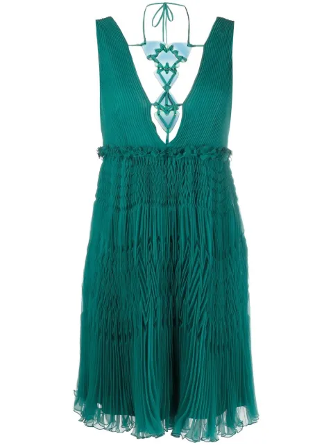 Alberta Ferretti V-neck silk dress Green A04960115