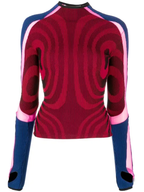 Paolina Russo ribbed long-sleeve top Red PRSS22TO02332718