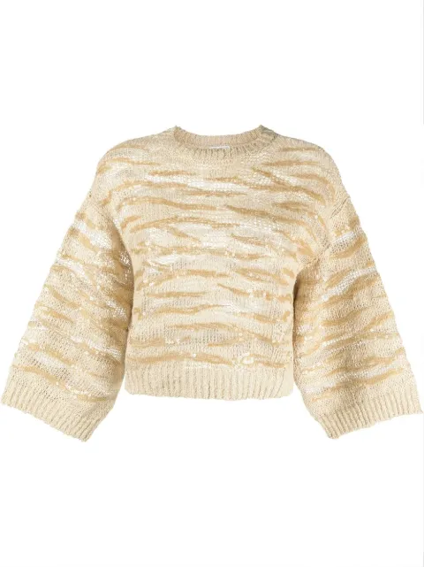 Brunello Cucinelli sequin-embellished cropped jumper Neutrals MCA386900CFC54