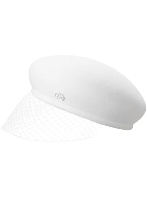 Maison Michel New Bonnie veil beret White 1088014001