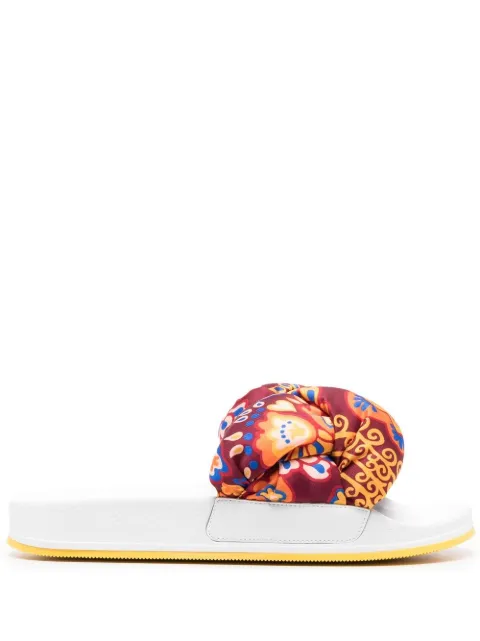 La DoubleJ Treccia embroidered slides White SHO0005FOD001FAU0001