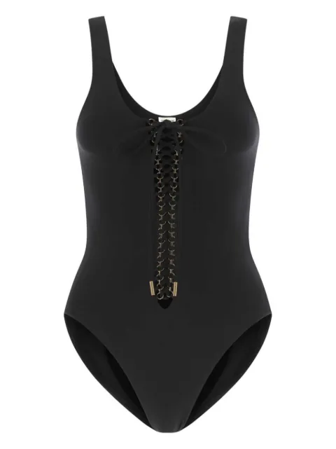 Saint Laurent Saharienne lace-up swimsuit Black 687606Y36TD