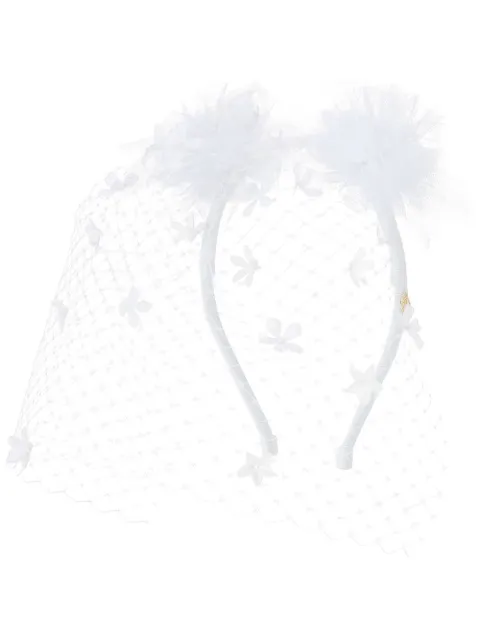 Maison Michel Yosh Flower pom-pom headband White 2281002001