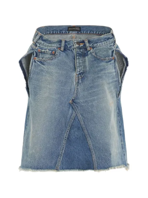 Balenciaga sleeveless denim asymmetrical top Blue 719270TNW01