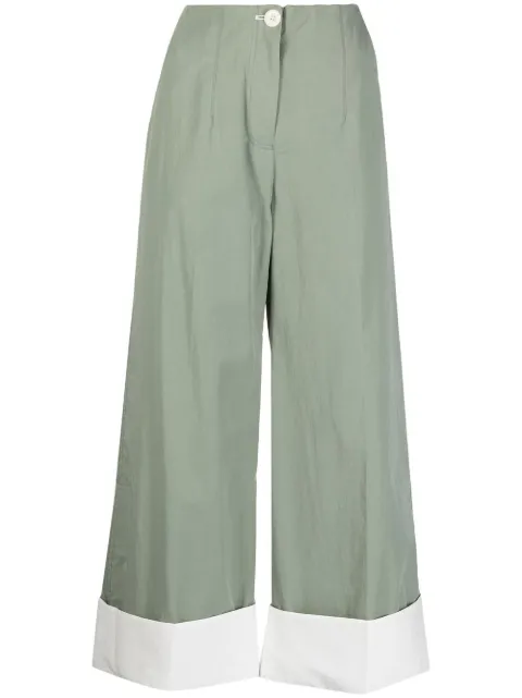 Low Classic wide-leg turn-up trousers Green LOW22SSPT01LK