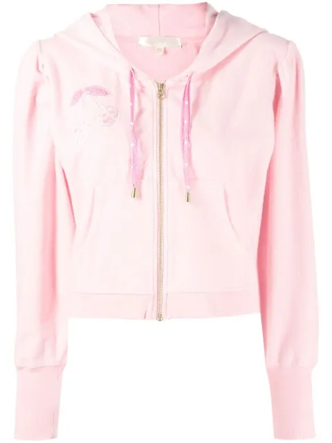 LoveShackFancy Hasana zip-up appliqué hoodie Pink LK8271015