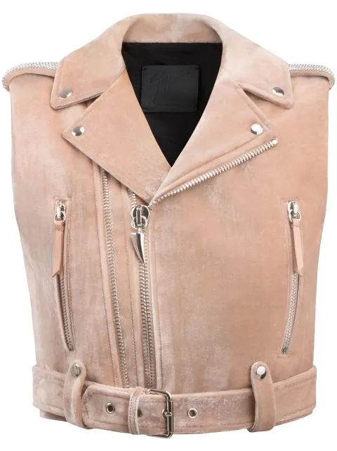Giuseppe Zanotti Amelia Crystal velvet gilet Pink ERD702001