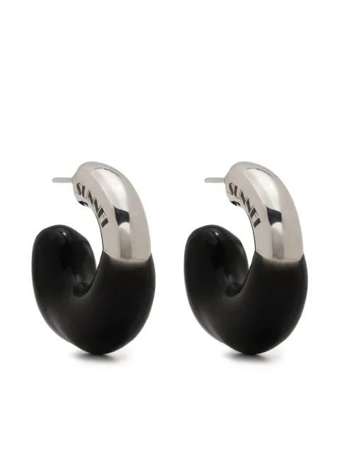 Sunnei Rubberized Small Earrings Black SRRE01SILVERBLACK