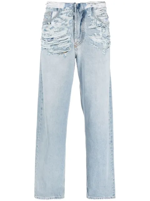 Diesel ripped straight-leg jeans Blue A09496007N7