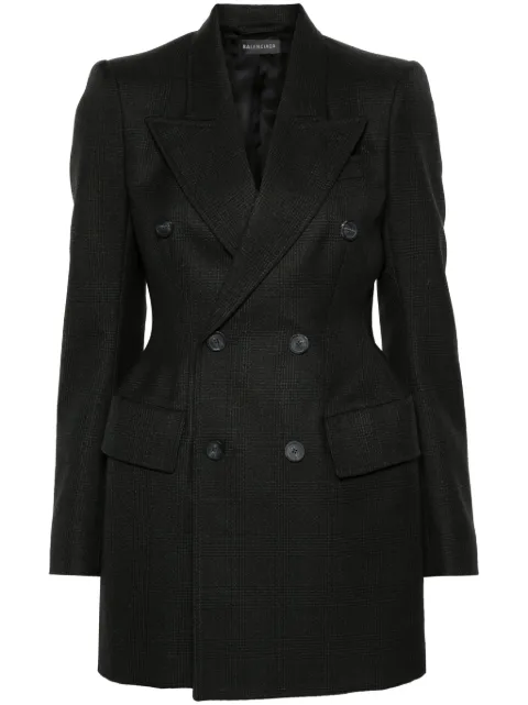 Balenciaga Hourglass checked wool blazer Black 571279TMT11