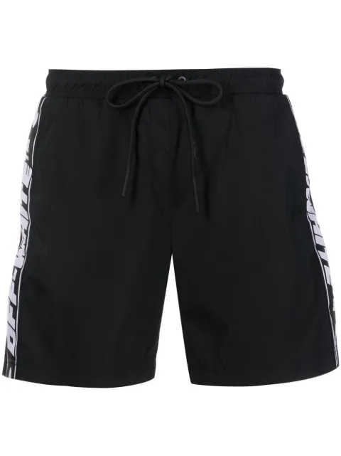 Off-White logo-tape swim shorts Black OMFA015C99FAB0011001