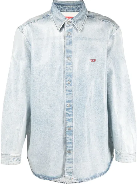 Diesel embroidered-logo denim shirt Blue A07111007H8