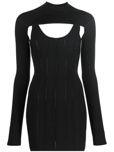 Roberto Cavalli removable-bolero ribbed-knit mini dress Black PWM100MI016
