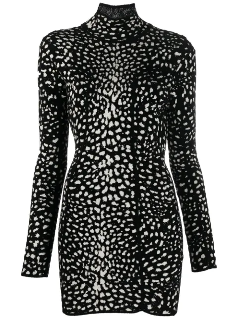 Roberto Cavalli leopard jacquard mini dress Black PWM108MI150