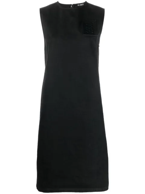 Raf Simons sleeveless logo-patch shift dress Black 221W47910032