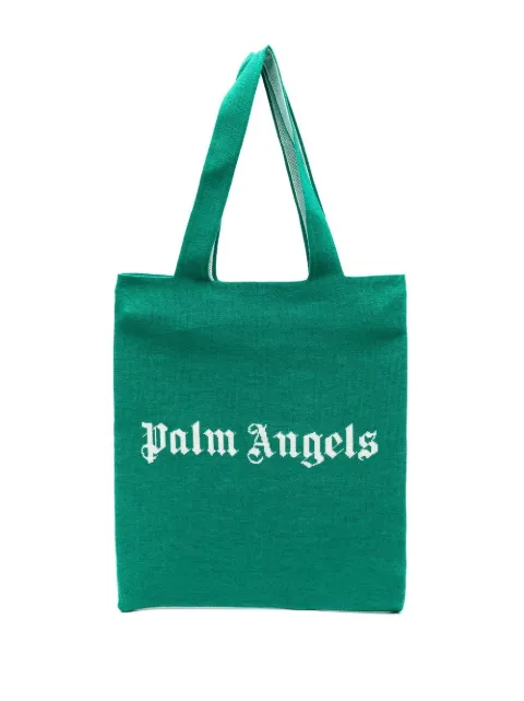 Palm Angels logo-print tote bag Green PMNA061S22KNI0015501