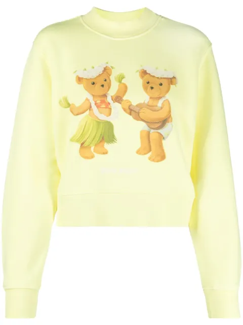 Palm Angels teddy-print crew-neck sweatshirt Yellow PWBA016S22FLE0016560