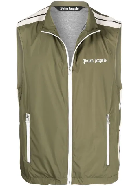 Palm Angels stripe-trim gilet jacket Green PMEA217S22FAB0015603