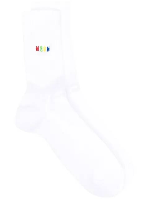 MSGM embroidered-logo detail socks White 3341MDS01227753