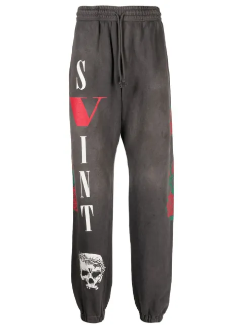 SAINT MXXXXXX x Vlone logo-print joggers Grey SMS220000072BLK