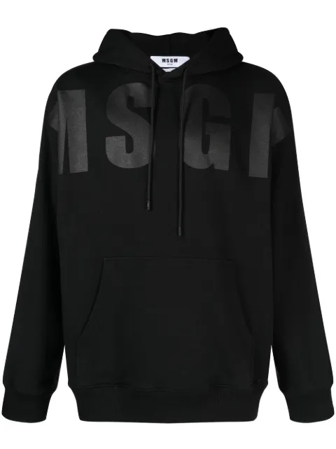 MSGM appliqué logo hoodie Black 3340MM60227799