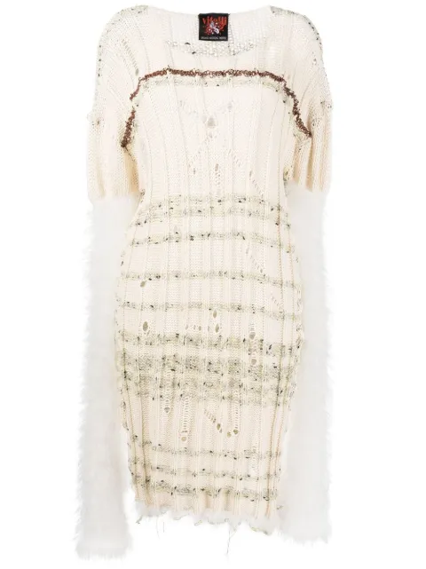 VITELLI multi-knit midi jumper dress Neutrals OKT016SIBERIANCAT