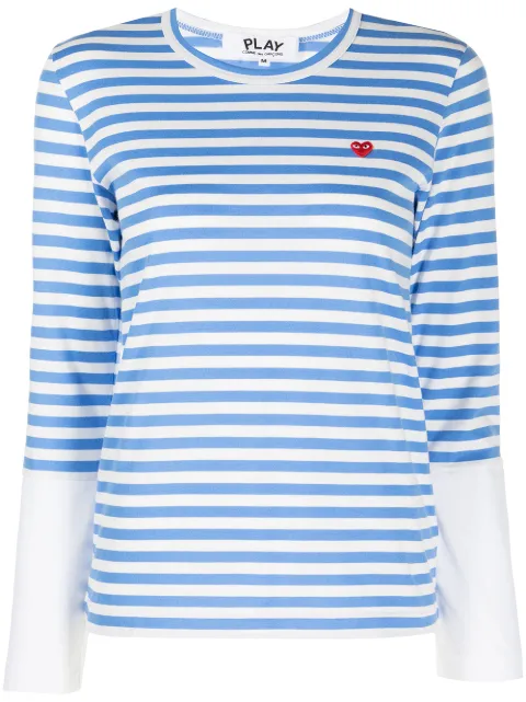 Comme Des Garçons Play heart-patch cotton T-shirt Blue P1T319