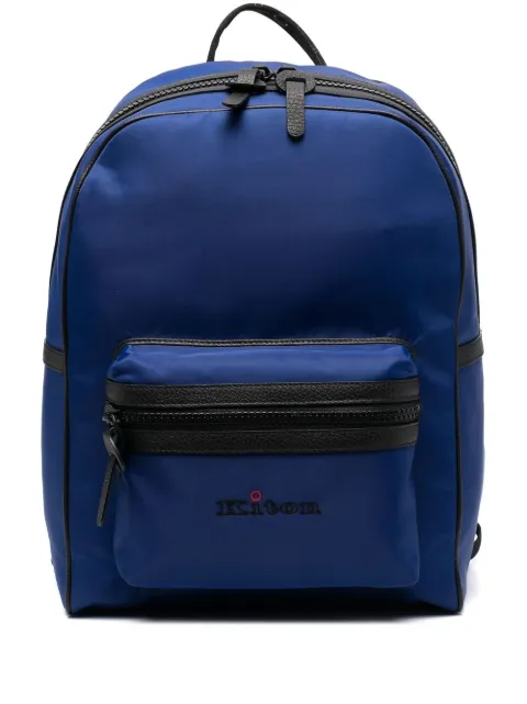 Kiton logo-print zip-up backpack Blue UBBACKN0080805001