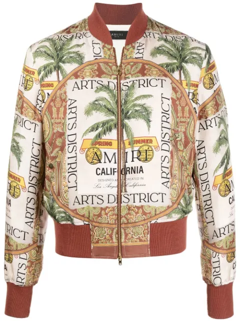 AMIRI graphic-print silk bomber jacket Neutrals SS22MOS013900