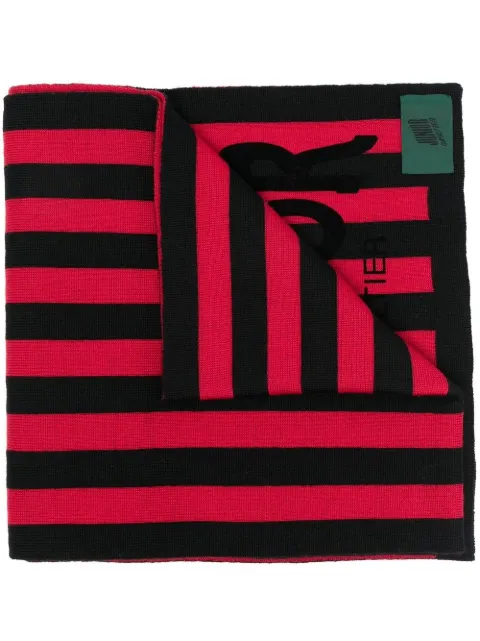 Jean Paul Gaultier Pre-Owned 1990s logo-print striped scarf Black HOLAJPG115