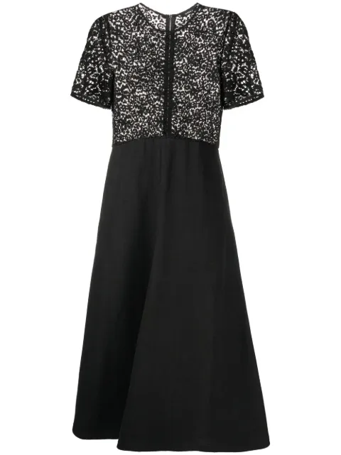 Goen.J macramé-panel midi dress Black GNJ22SSDS09