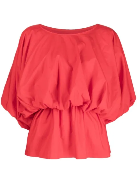 Goen.J puff-sleeved flared blouse Red GNJ22SST06