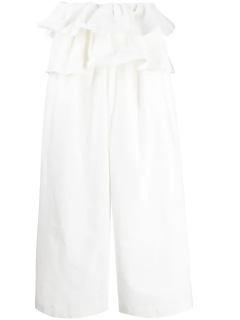 Goen.J high-waisted ruffled trousers White GNJ22SSPT04