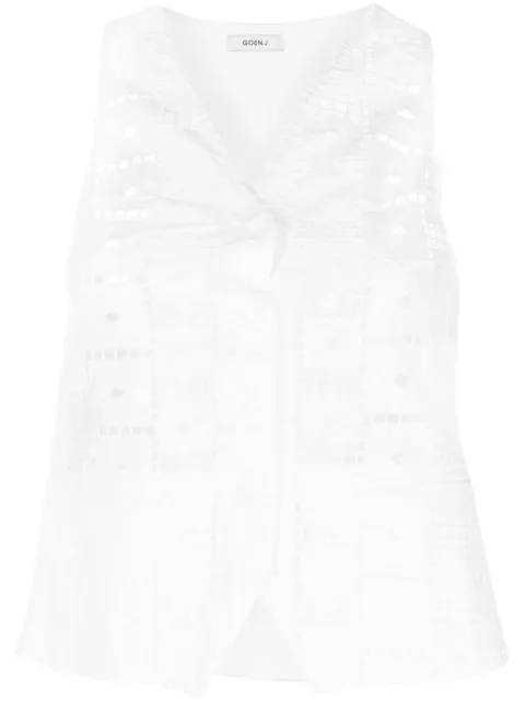 Goen.J cut out-detail vest White GNJ22SSJK04